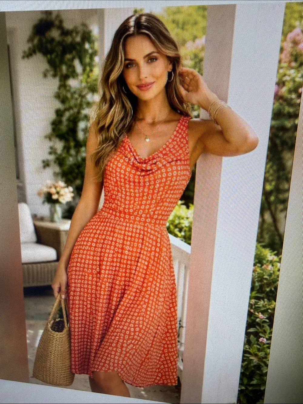 Maeve Anthropologie Orange Daisy Autumn Pretty Sleeveless Cowl Neck Dress XL
